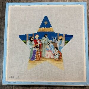 Nativity Scene Needlepoint hand painted canvas